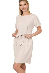 *FINALSALE* Bone Tie-Belt Dress