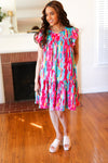 Feeling Bold Multicolor Abstract Print Tiered Ruffle Sleeve Dress