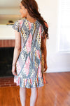 Casual Living Yellow & Coral Patchwork Babydoll Flutter Sleeve Dress