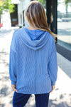 Cozy Days Vintage Denim Mineral Wash Rib Knit Hoodie