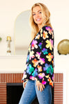 Be Bold Black Floral Hi-Lo Ruffle Sleeve Woven Top