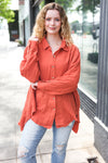 Everyday Rust Button Down Sharkbite Cotton Tunic Top