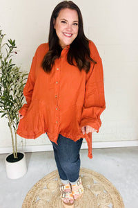 Everyday Rust Button Down Sharkbite Cotton Tunic Top