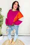 Brighten My Day Magenta Color Block Outseam Terry Top