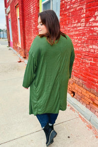 Over The Moon Olive Hacci Midi Open Cardigan