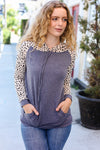 Make A Statement Grey/Taupe Animal Print Kangaroo Pocket Hoodie