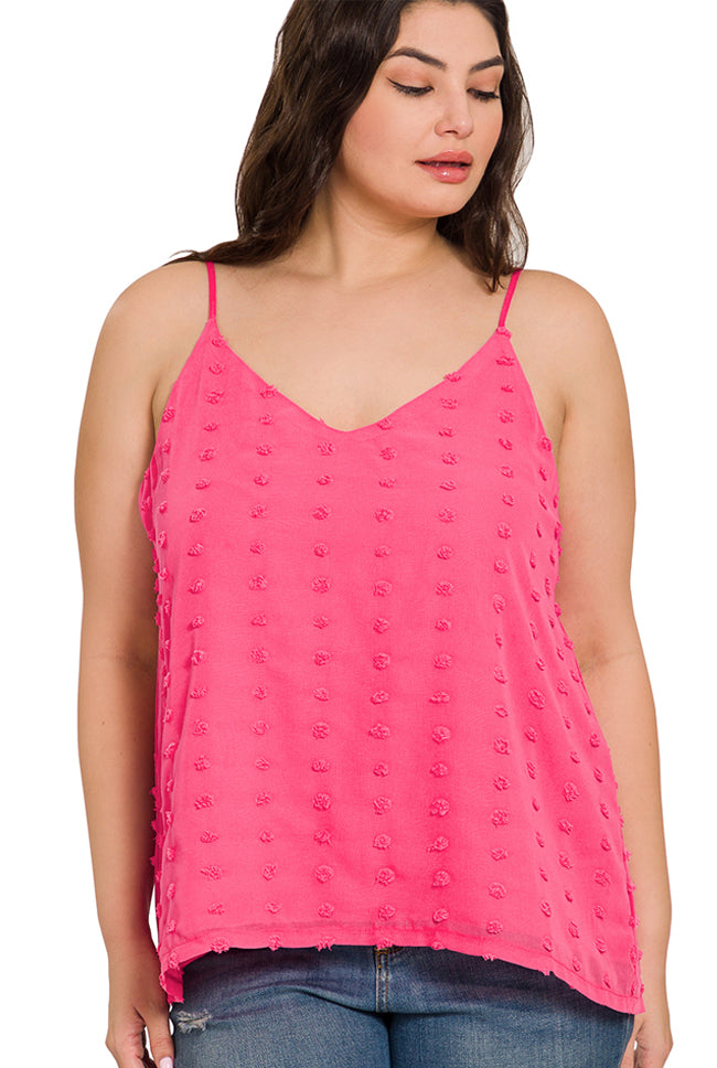 *FINAL SALE* Fuchsia Swiss Dot Tank Top