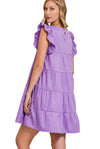 *FINAL SALE* Lavender Ruffled Cap Sleeve Babydoll Tiered Dress