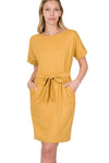 Mustard Tie-Belt Dress